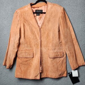 TERRY LEWIS Women’s Orange NWT Leather Suede Jacket  - Size 1X